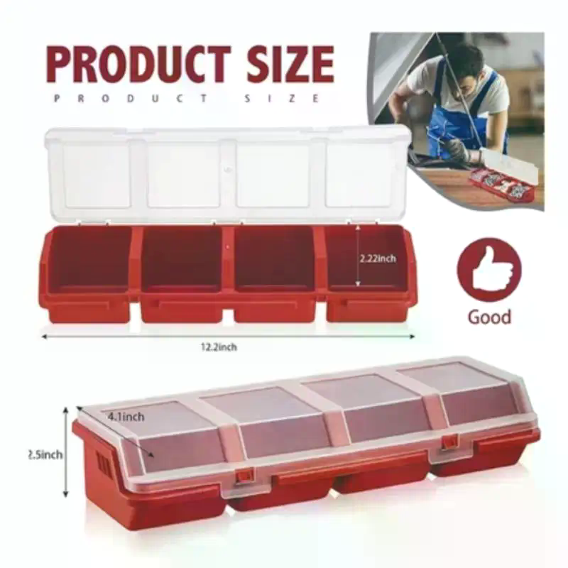 Workshop Tools Storage - 나사 정리함 플라스틱 4칸 수납함 안전