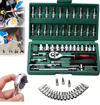 Workshop Tools Car - 46피스 드라이브 소켓 세트 1/4인치 라쳇