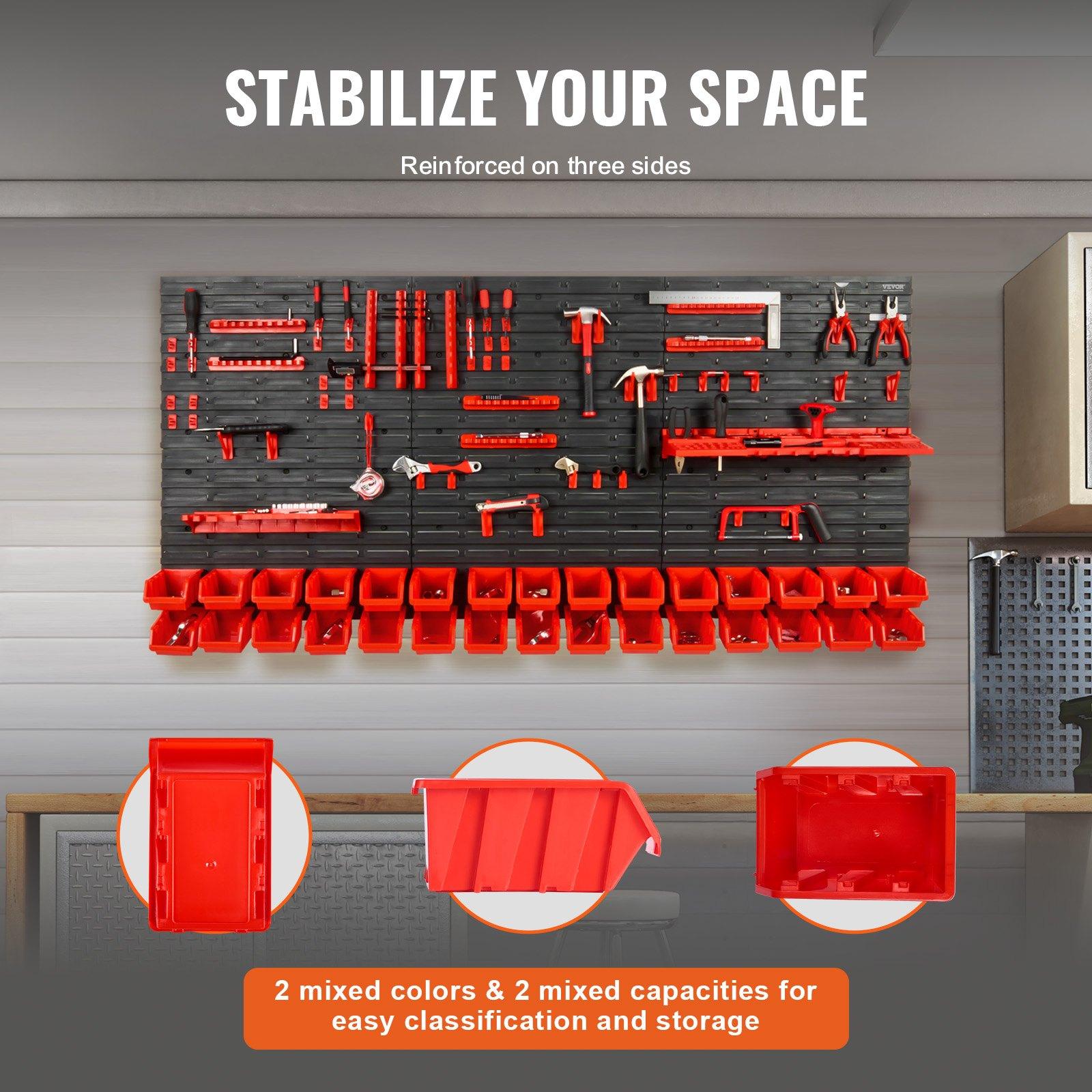 벽걸이형 30칸 플라스틱 부품 정리대, 패널이 있는 하 - Workshop Tools Storage 리뷰 및 가격