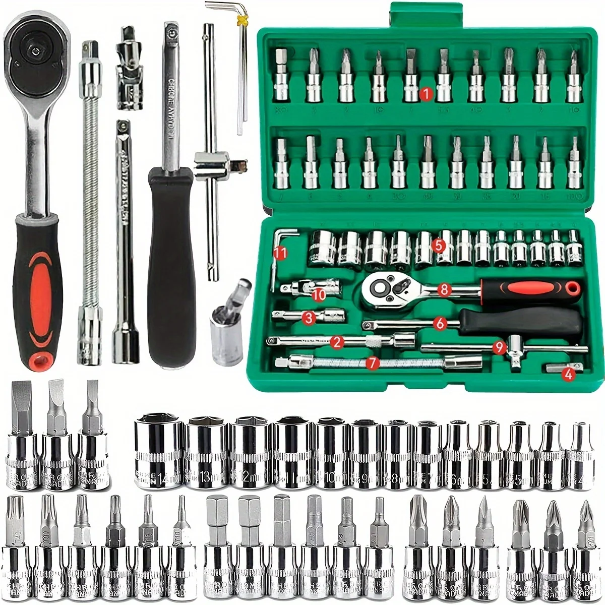 46피스 드라이브 소켓 세트 1/4인치 라쳇 렌치 세트 - Workshop Tools Car 리뷰 및 가격