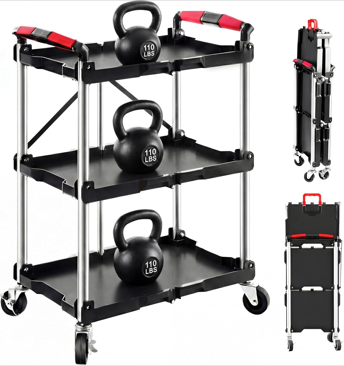 3단 접이식 이동식 유틸리티 서비스 카트 330LBS  - Workshop Tools Storage 리뷰 및 가격